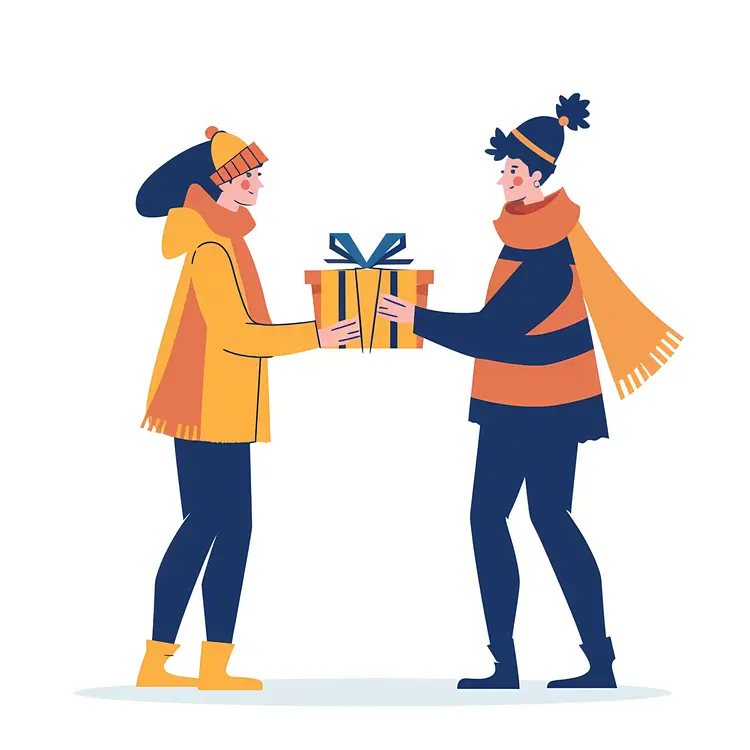 Friends Exchanging a Gift