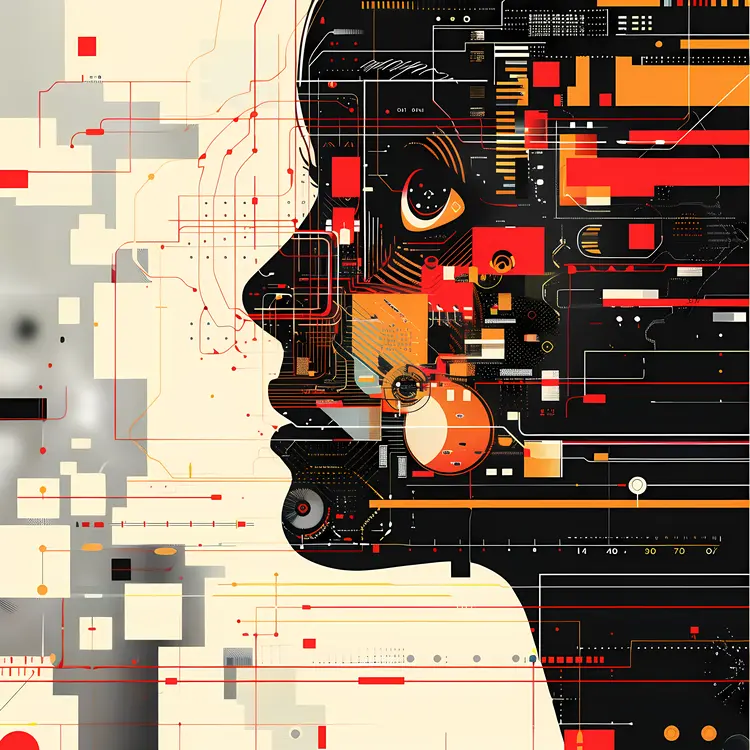 Abstract Digital Art of a Female Profile