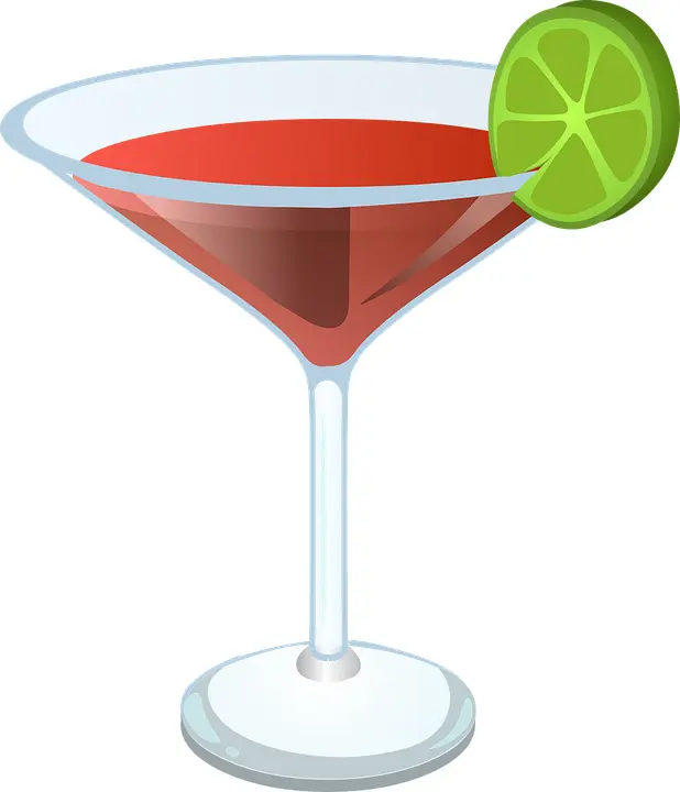 Red Cocktail Drink with Lime