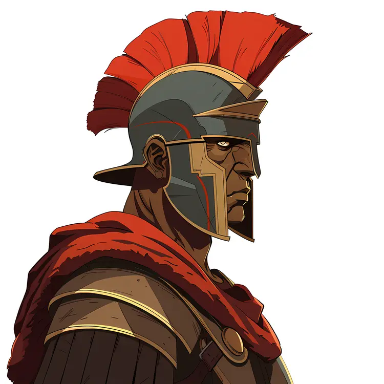 Roman Soldier in Profile with Red Cape