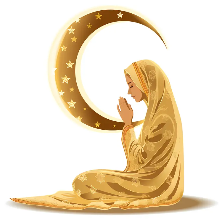 Praying Woman with Crescent Moon