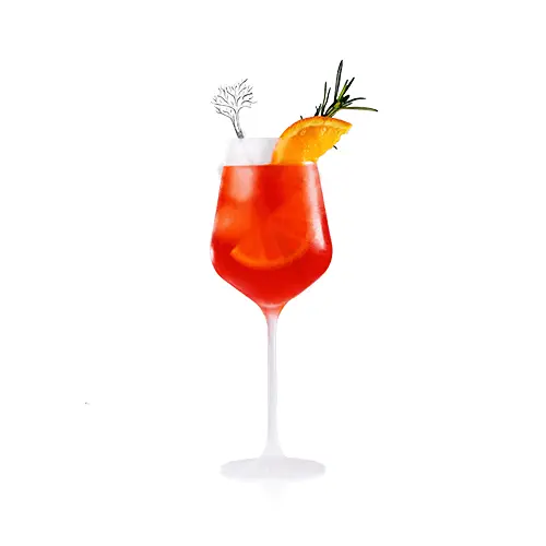 Red Cocktail with Orange Slice