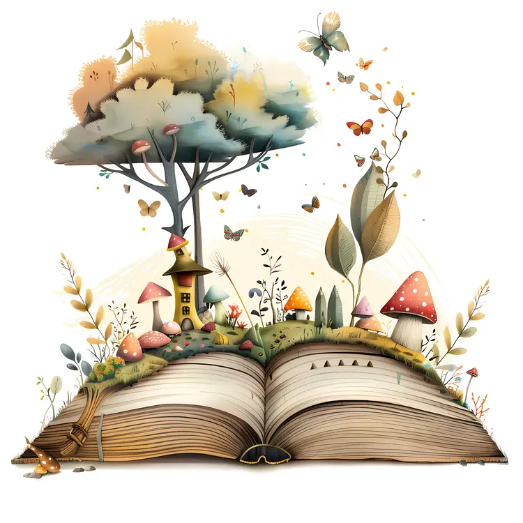 Nature and House Emerging from an Open Book