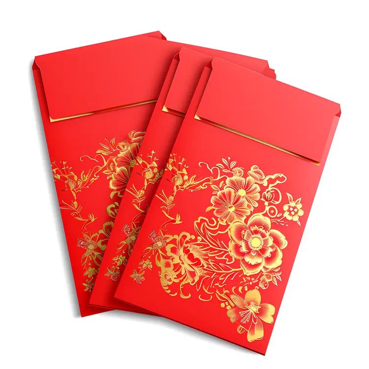Red Envelopes with Gold Floral Design