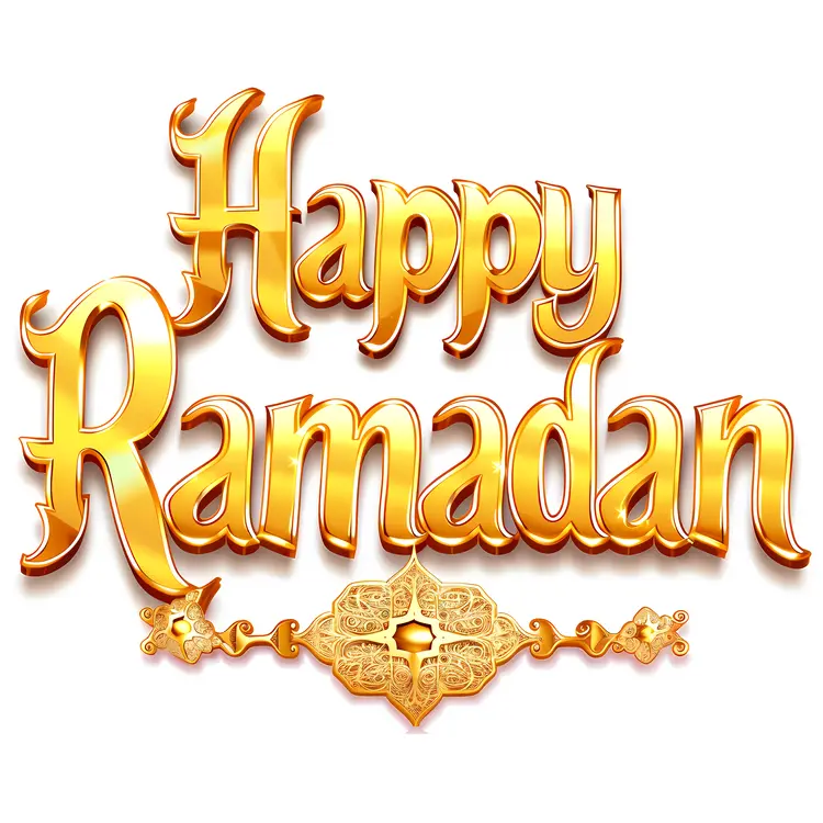 Golden Ornate Happy Ramadan Text