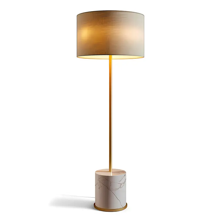 Golden Floor Lamp with Marble Base