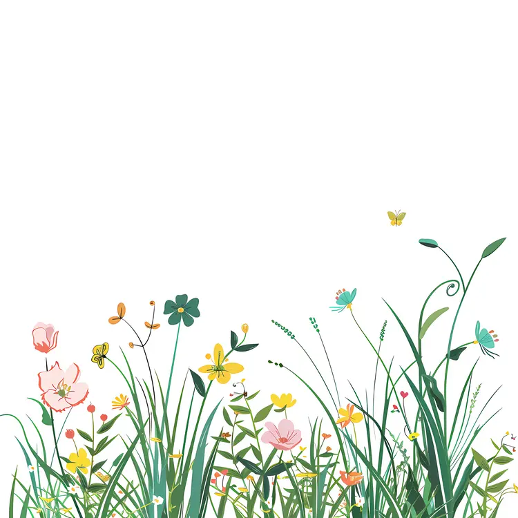 Colorful Wildflowers and Grass