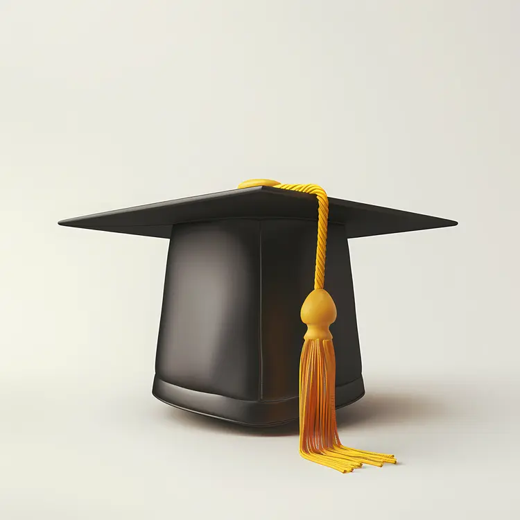 Black Graduation Cap with Yellow Tassel