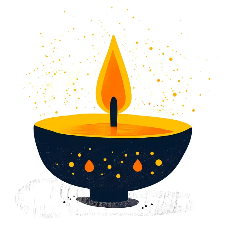 Decorative Diya with Flame