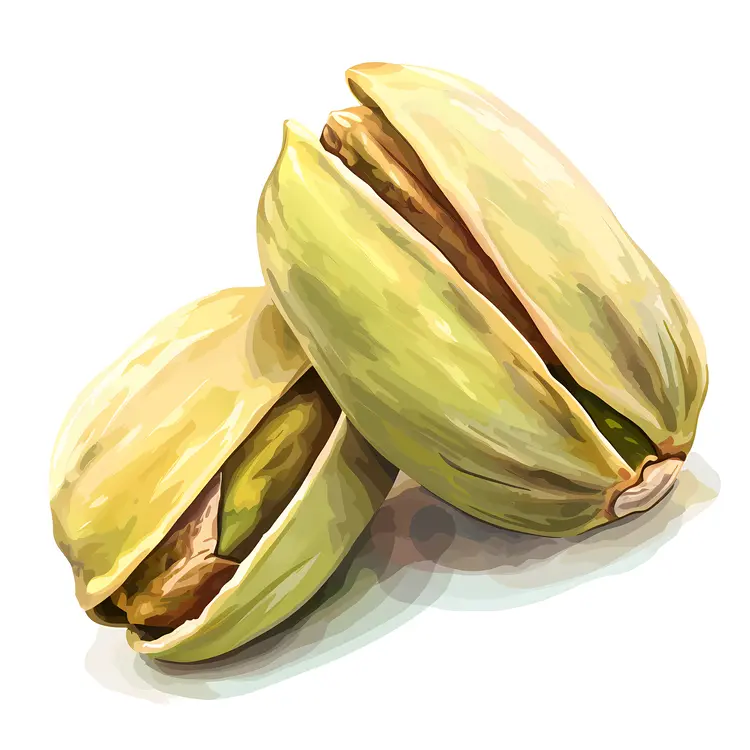 Green Pistachios with Leaves