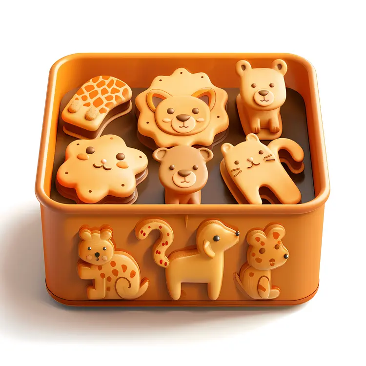 Cute Animal Shaped Cookies in a Tin