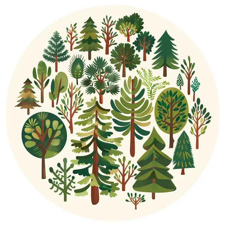 Diverse Forest Trees Illustration
