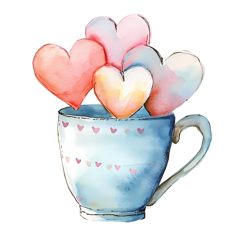 Cup filled with colorful hearts