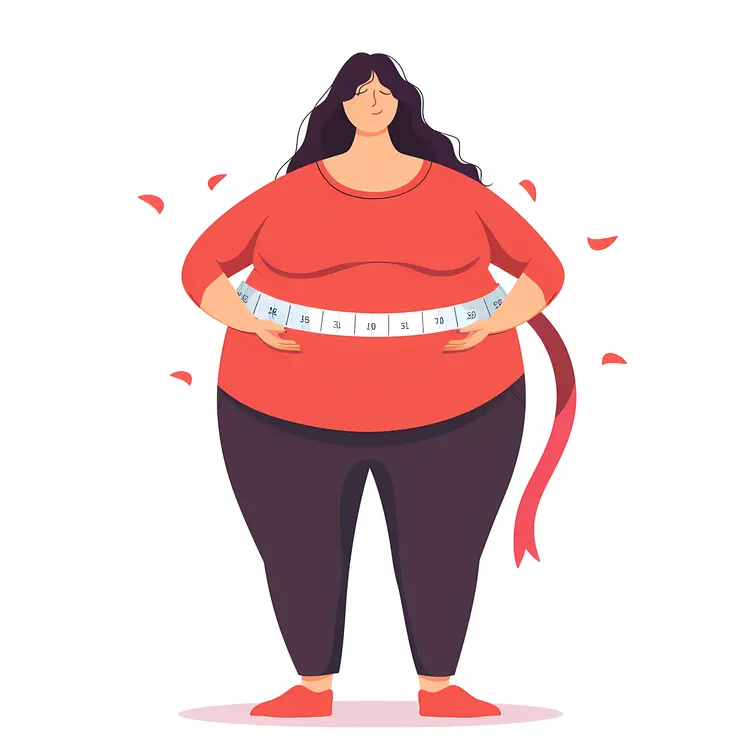 Overweight Woman with Measuring Tape