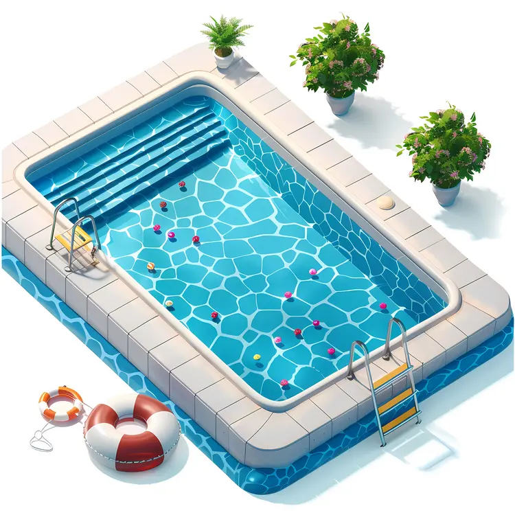 Swimming Pool with Ladder and Life Buoy