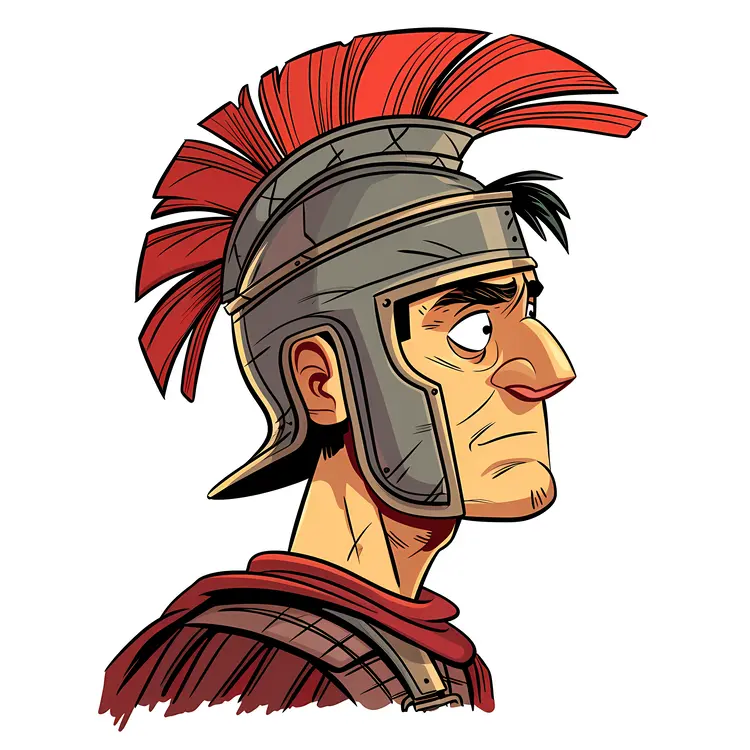 Roman Soldier in Profile with Red Plume