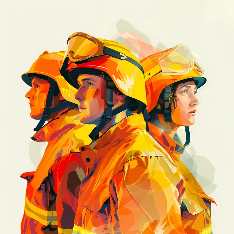 Firefighters in Profile View
