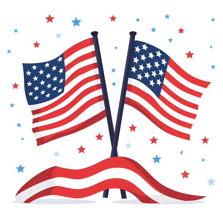 American Flags with Stars and Stripes