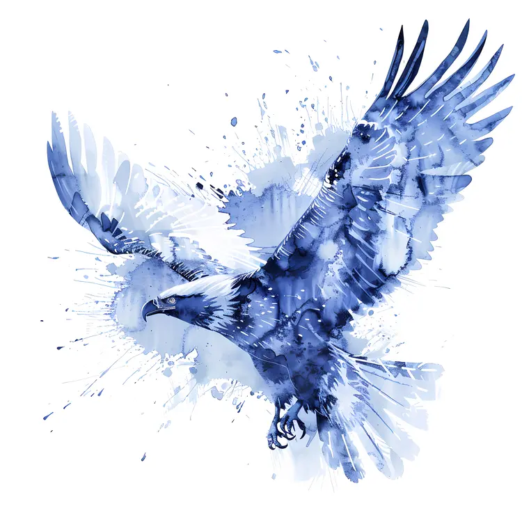 Blue Watercolor Eagle Illustration