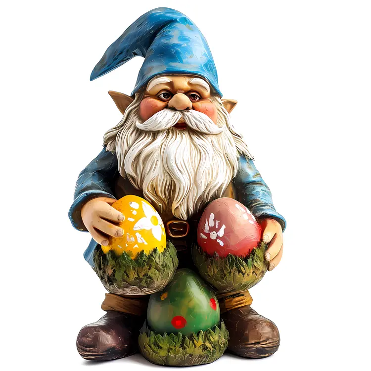 Gnome Holding Colorful Easter Eggs