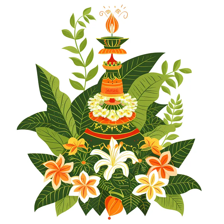 Decorative Lamp with Floral Arrangement