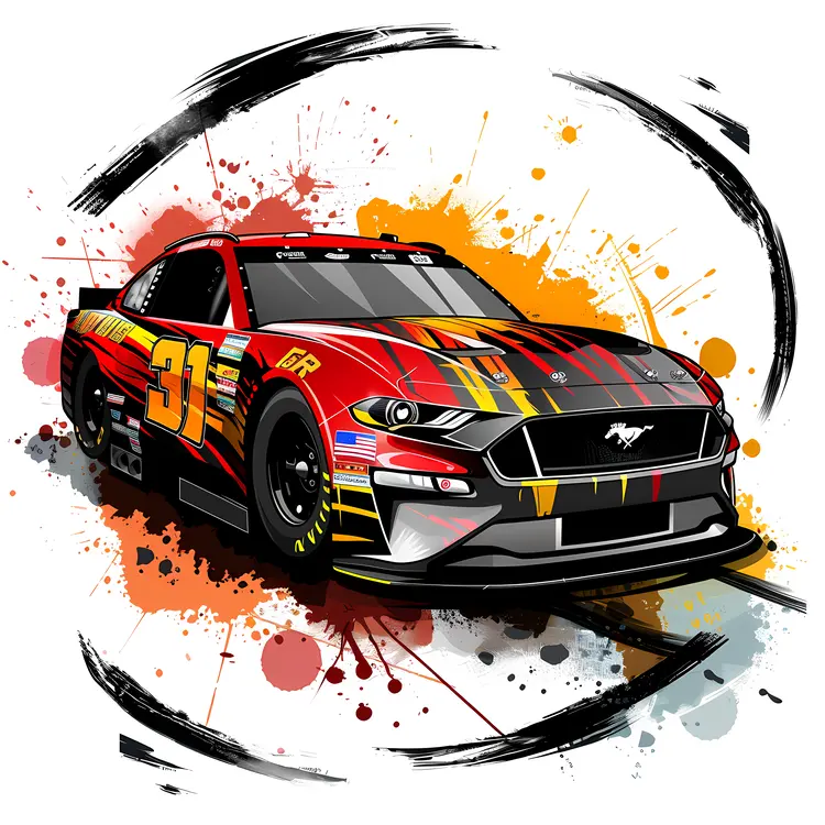 Red and Black Race Car in Action