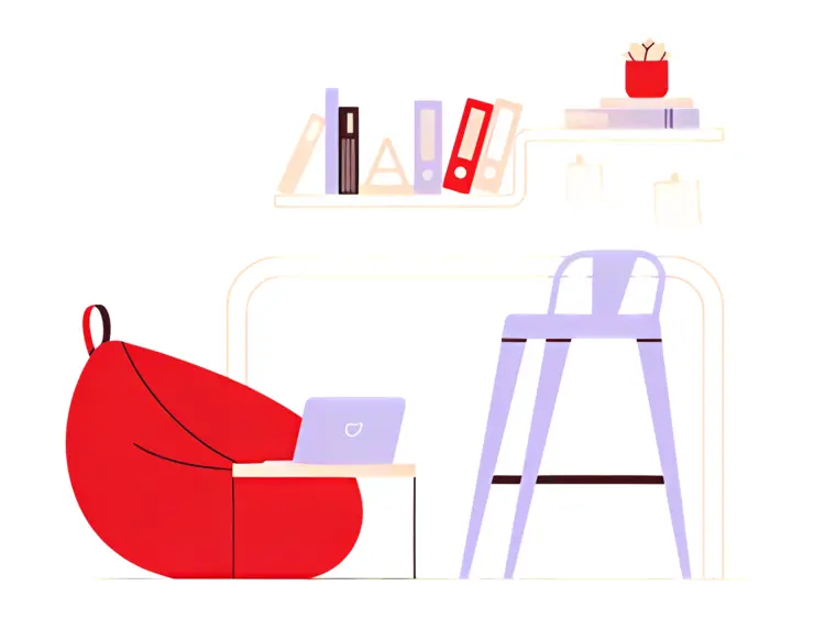 Bean Bag with Laptop and Books