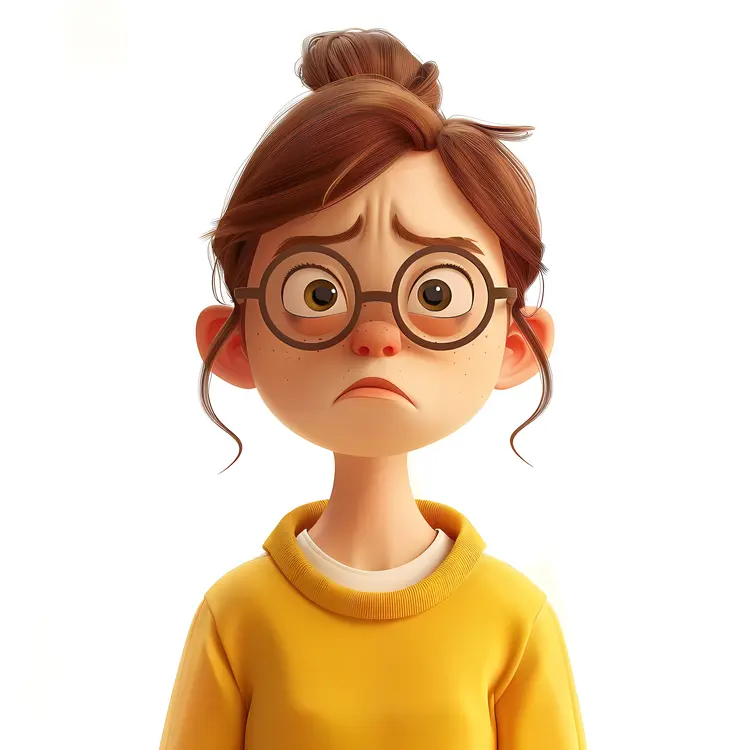 Worried Girl with Glasses