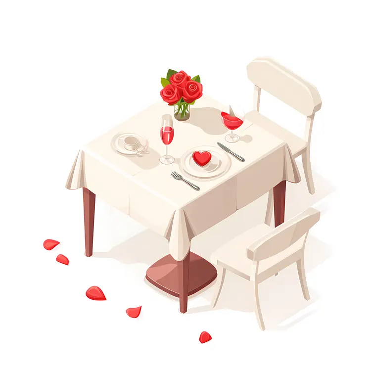 Romantic Dinner Setup with Roses and Wine