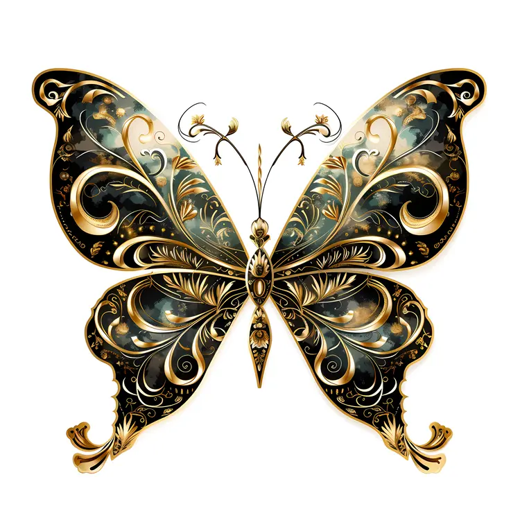 Golden Butterfly with Elegant Patterns