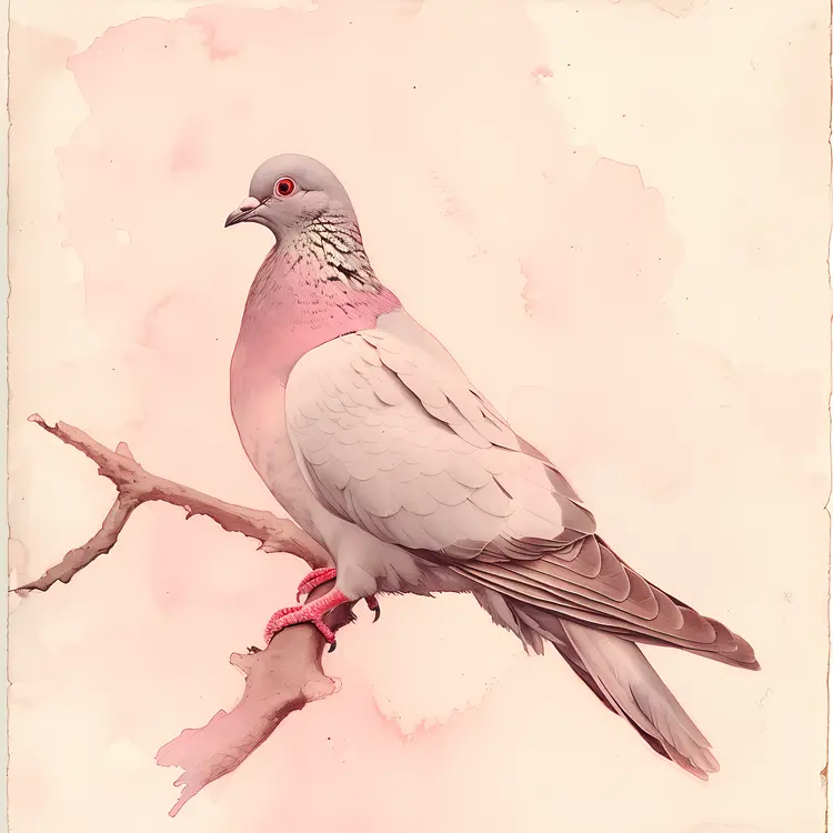 Pink Pigeon Perched on a Branch