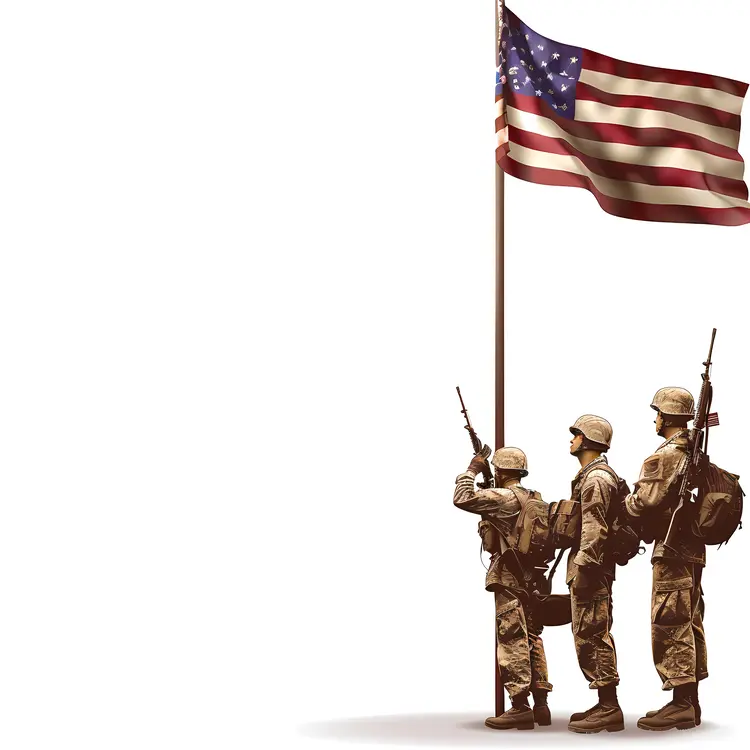 Soldiers with American Flag for Veterans Day