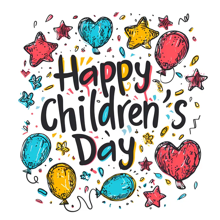 Happy Children's Day with Balloons and Stars