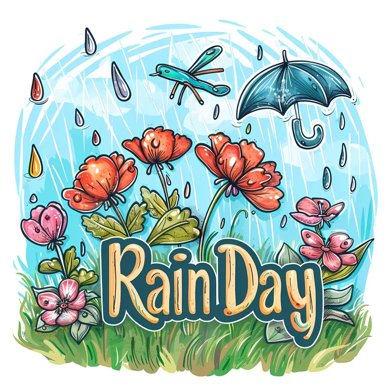 Floral Rain Day Illustration