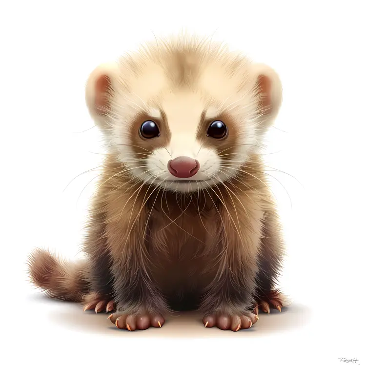 Adorable Ferret Sitting and Looking
