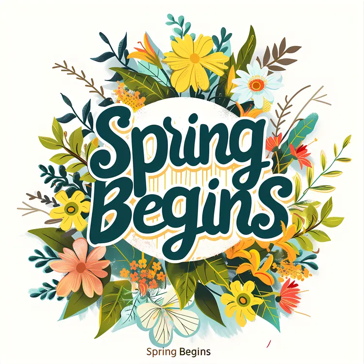 Spring Begins with Vibrant Flowers and Leaves