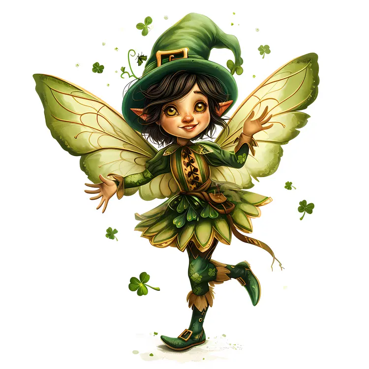 Green Fairy with Wings and Hat