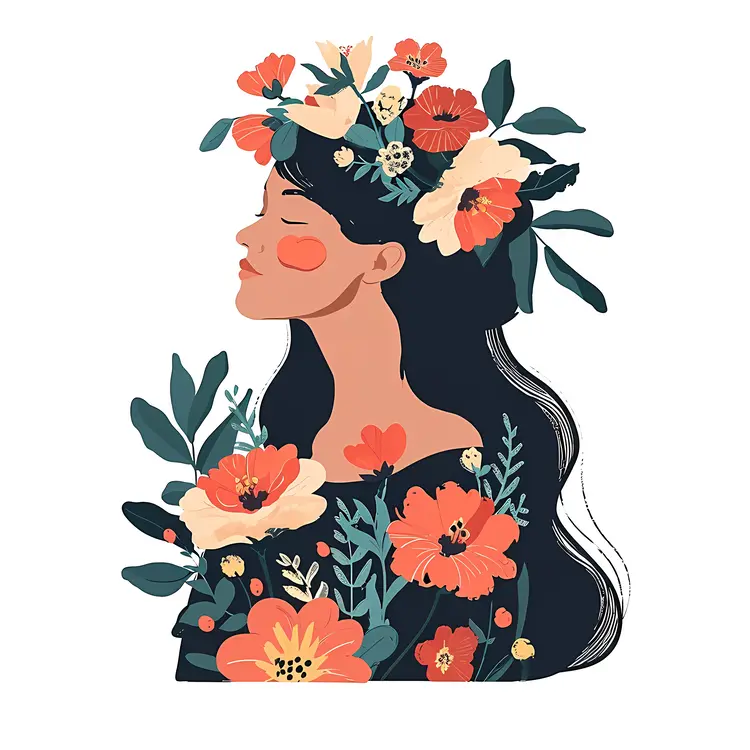 Elegant Woman with Floral Headpiece