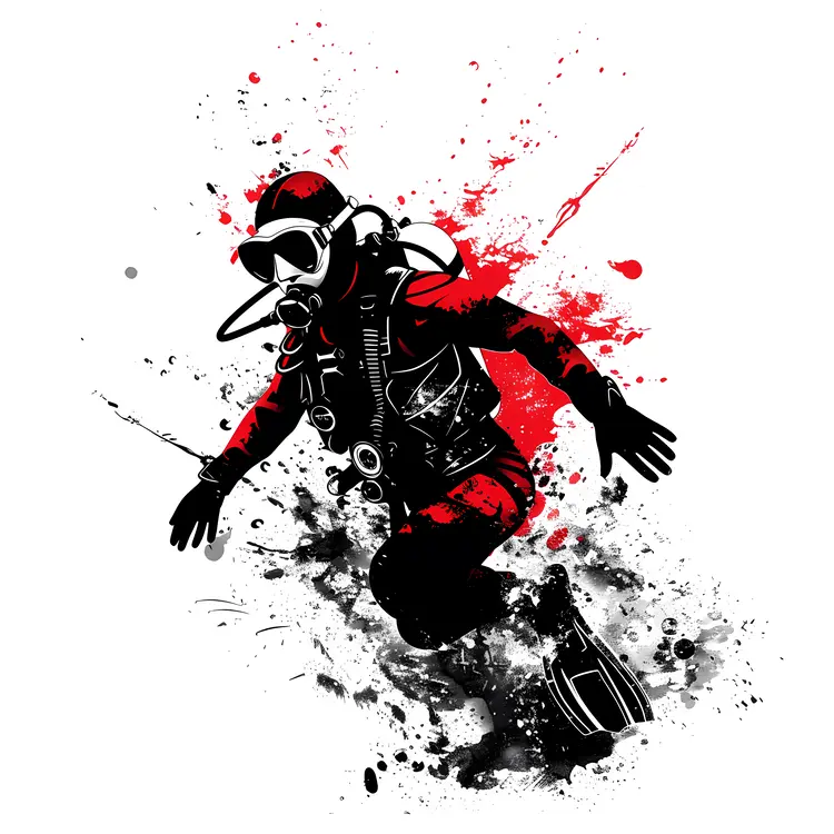 Scuba Diver in Red and Black