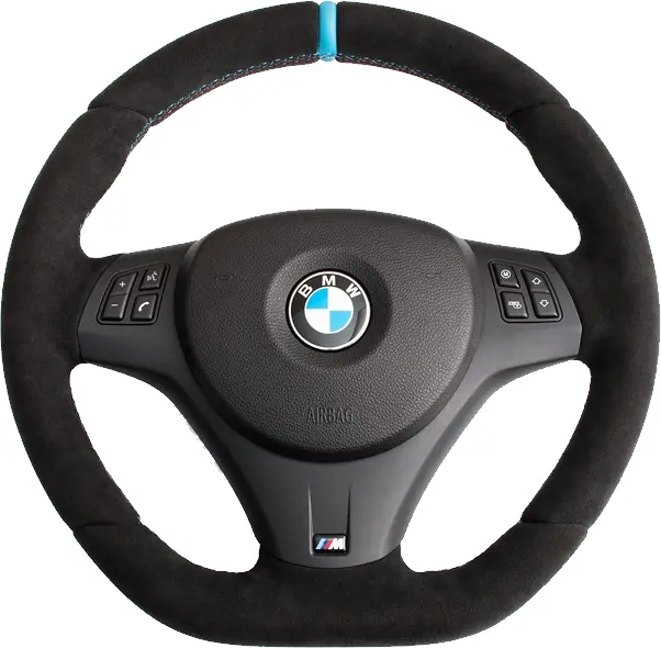 Black BMW Steering Wheel with Blue Accent