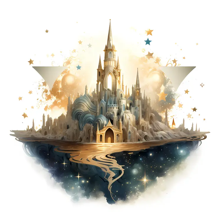 Enchanted Floating Castle with Stars