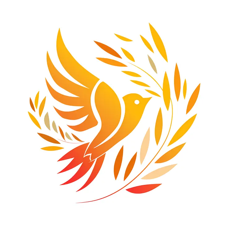 Bird with Leaves in Flight