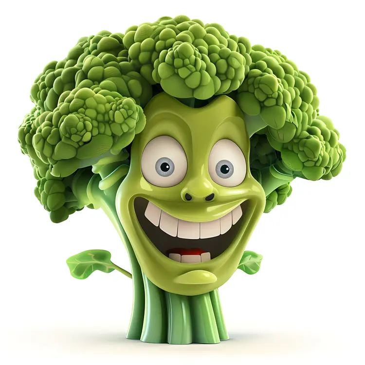 Cheerful Broccoli with Cute Face