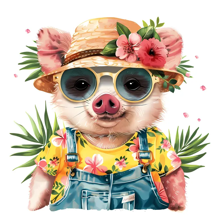 Cute Pig in Summer Outfit