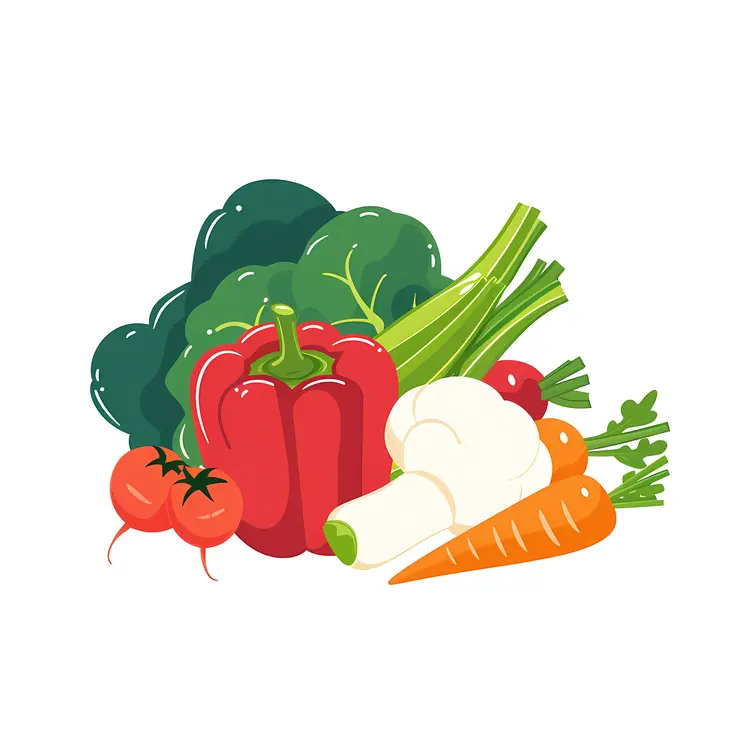 Fresh Mixed Vegetables Illustration