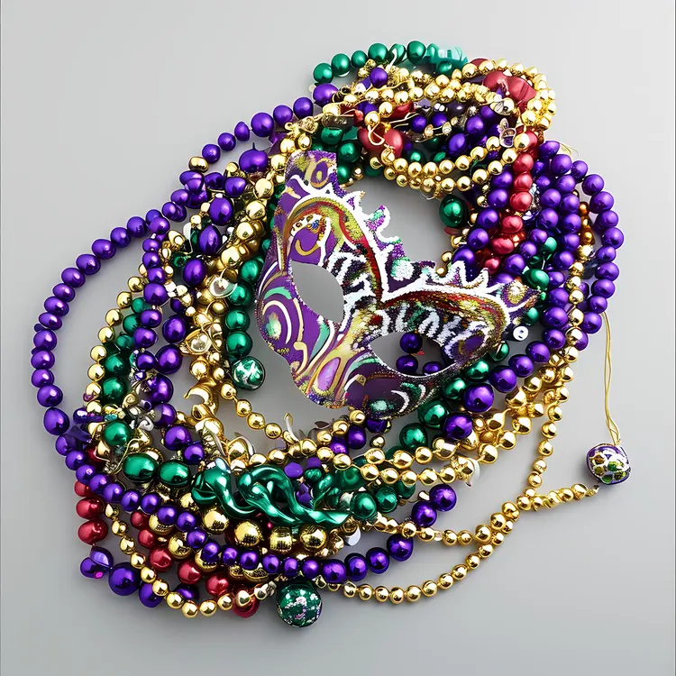 Colorful Beads and Mask for Mardi Gras