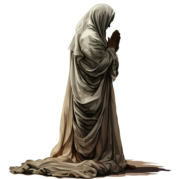 Praying Woman in Hooded Robe