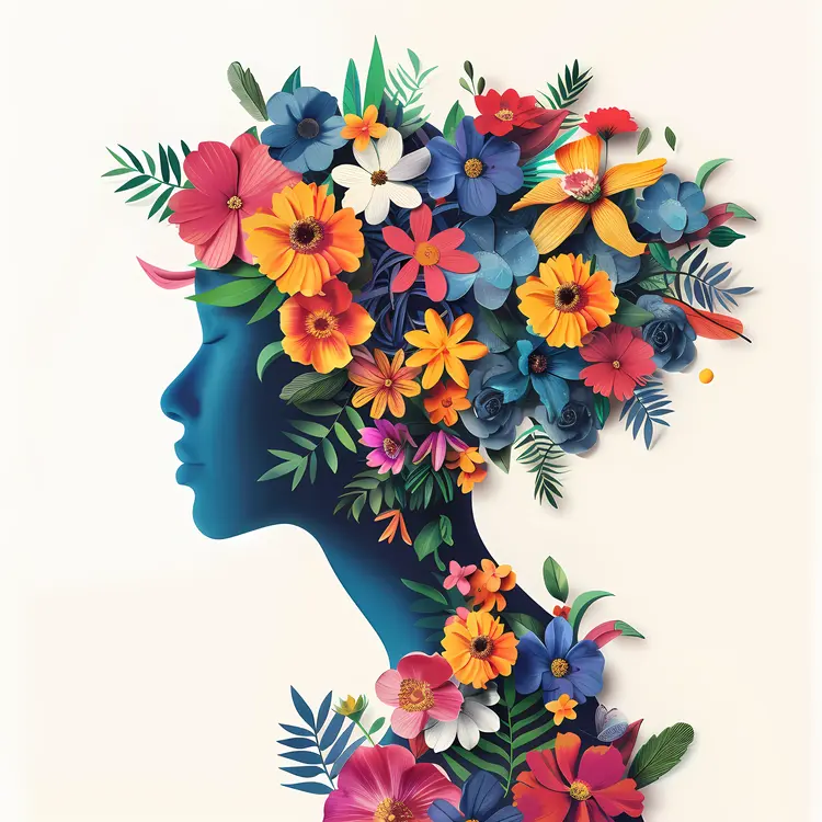 Floral Head Silhouette Illustration