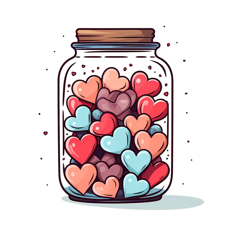 Colorful Hearts in a Jar for Valentine's Day