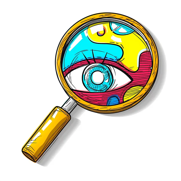 Illustrated Magnifying Glass with Eye